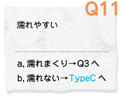 Q11 濡れやすい a.濡れまくり→Q3へ　b.濡れない→TypeCへ